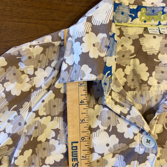 Boden Gray Floral Button-Down Shirt Cotton Collared Long Sleeve US Women Size 6 - Picture 12 of 14